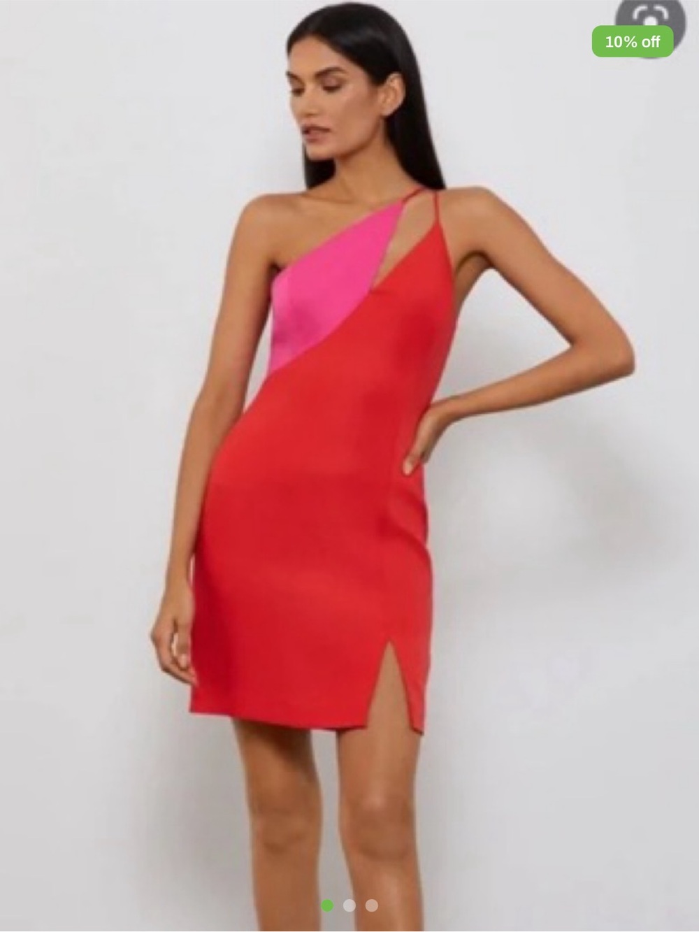 BCBG Two-Tone Red and Pink Satin Slip Dress